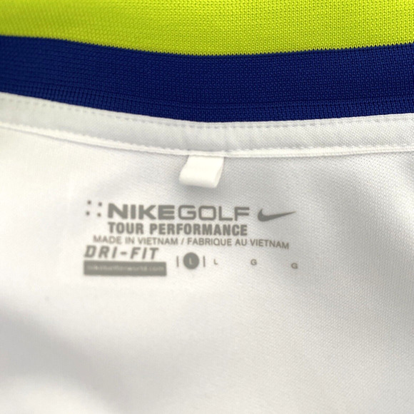 NIKE Golf Tour Performance 1/4 Zip Pullover White Green/Blue Accent Size L - Picture 7 of 7